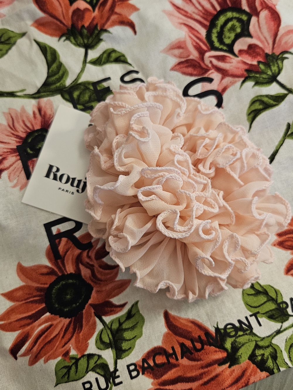 Rouje pink ruffle Hair Scrunchie